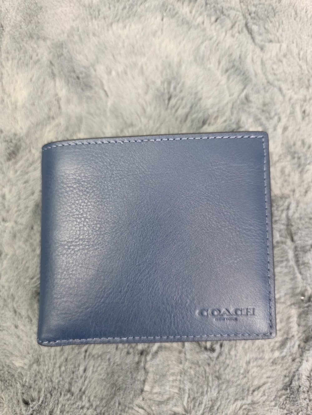 Coach Blue Leather Coin Wallet, Men's NWT - Picture 2 of 9